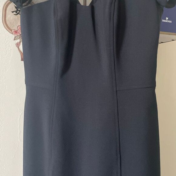 Nordstrom Maggy London classy sheer illusion bodycon black midi dress size 8 - Picture 7 of 16